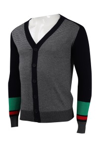 CAR034 Customized Contrast Sleeve Cardigan Cold Jacket 2/32s100% Cotton 305G Cold Jacket Manufacturer